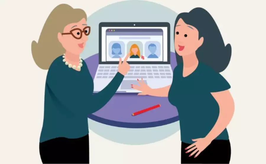 An illustration of two Ivy Education team members reviewing tutor profiles together